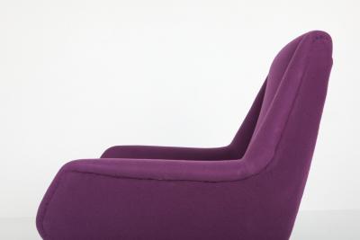 Ico Parisi Ico Parisi Easy Chairs with Purple Upholstery 1950s