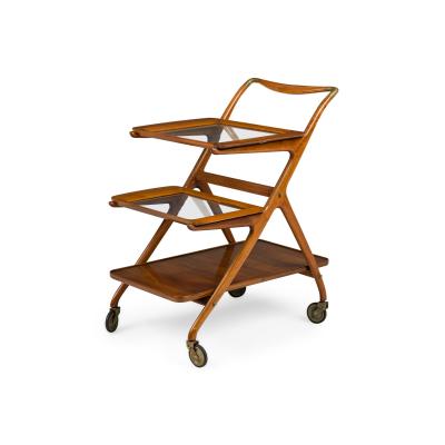 Ico Parisi Ico Parisi Italian Mid Century 3 Tier Rolling Bar Cart