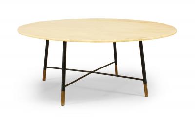 Ico Parisi Ico Parisi Italian Mid Century Yellow Marble and Metal Coffee Table