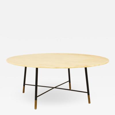 Ico Parisi Ico Parisi Italian Mid Century Yellow Marble and Metal Coffee Table