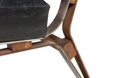 Ico Parisi Ico Parisi Mid Century Italian Metal Black Leather Upholstered Slipper Chair