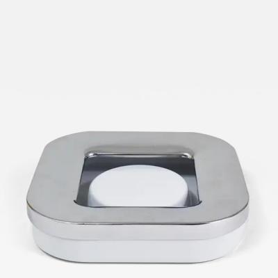 Ico Parisi Ico Parisi Square White Ashtray Chrome Melamine by Lamperti Italy 1970s
