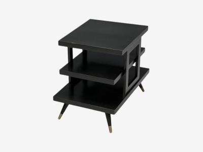 Ico Parisi Ico Parisi Style Ebonized Wood Brass Sculptural Side Table Europe 1950s