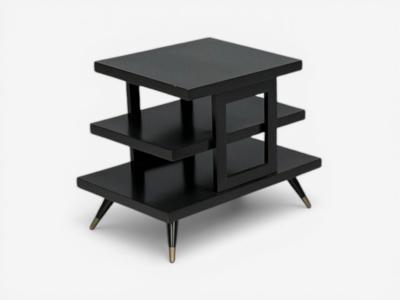 Ico Parisi Ico Parisi Style Ebonized Wood Brass Sculptural Side Table Europe 1950s