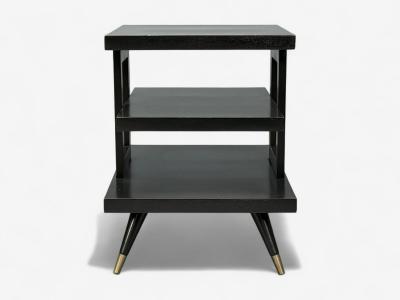 Ico Parisi Ico Parisi Style Ebonized Wood Brass Sculptural Side Table Europe 1950s