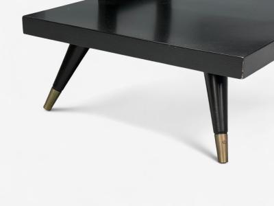 Ico Parisi Ico Parisi Style Ebonized Wood Brass Sculptural Side Tables Europe 1950s