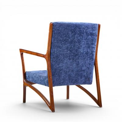 Ico Parisi Ico Parisi Style Mid Century Italian Sculpted Mahogany Lounge Chairs Pair
