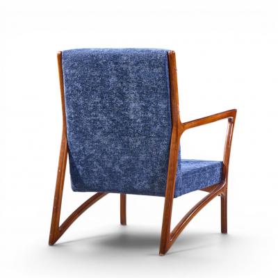 Ico Parisi Ico Parisi Style Mid Century Italian Sculpted Mahogany Lounge Chairs Pair