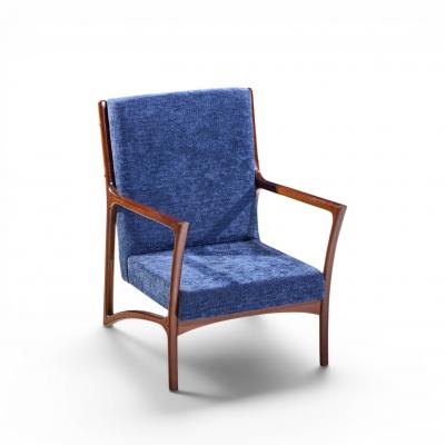Ico Parisi Ico Parisi Style Mid Century Italian Sculpted Mahogany Lounge Chairs Pair