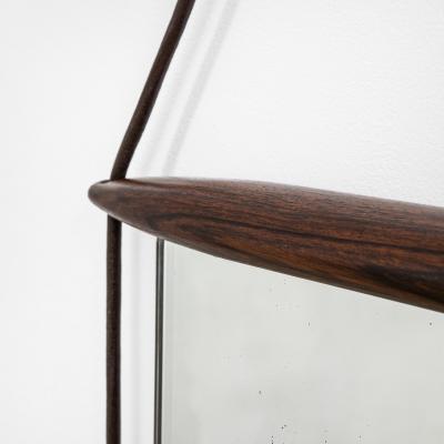 Ico Parisi Ico Parisi Wall Mirror for MIM in Wood and Leather Ribbon of 50s