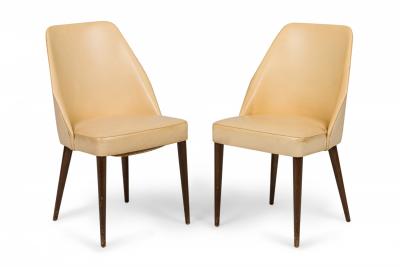 Ico Parisi Ico Parisi for Singer and Sons Mid Century Beige Leather Side Game Chairs