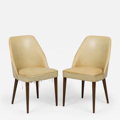 Ico Parisi Ico Parisi for Singer and Sons Mid Century Beige Leather Side Game Chairs