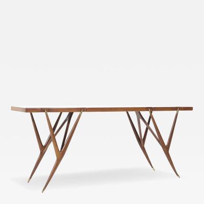 Ico Parisi Ico Parisi for Singer and Sons Mid Century Walnut and Brass Console Table