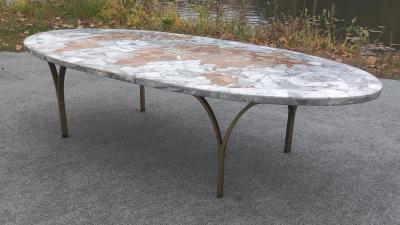 Ico Parisi Italian 1950s Onyx Marble Global World Map Coffee Table Mid Century Modern