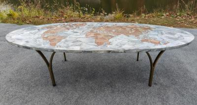 Ico Parisi Italian 1950s Onyx Marble Global World Map Coffee Table Mid Century Modern