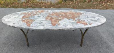 Ico Parisi Italian 1950s Onyx Marble Global World Map Coffee Table Mid Century Modern