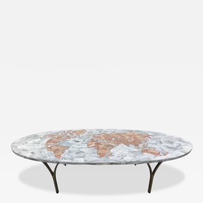 Ico Parisi Italian 1950s Onyx Marble Global World Map Coffee Table Mid Century Modern