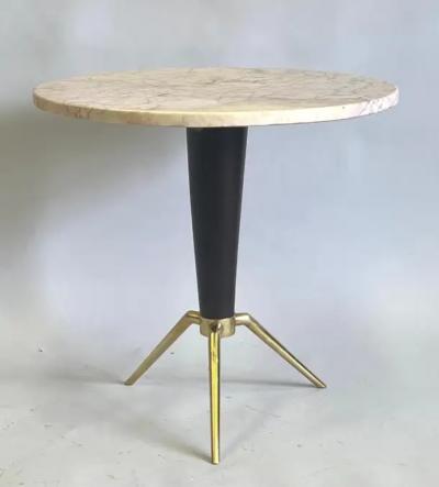 Ico Parisi Italian Mid Century Round Coffee Side Table in Brass Marble Attr Ico Parisi