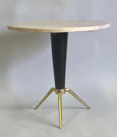 Ico Parisi Italian Mid Century Round Coffee Side Table in Brass Marble Attr Ico Parisi