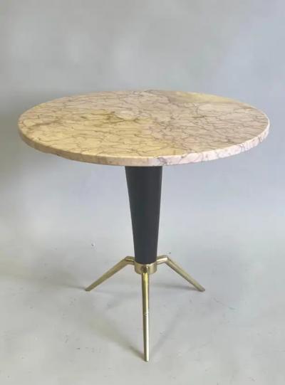 Ico Parisi Italian Mid Century Round Coffee Side Table in Brass Marble Attr Ico Parisi
