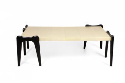 Ico Parisi Italian Mid Century Style Parchment Veneer Coffee Table manner of Ico Parisi 