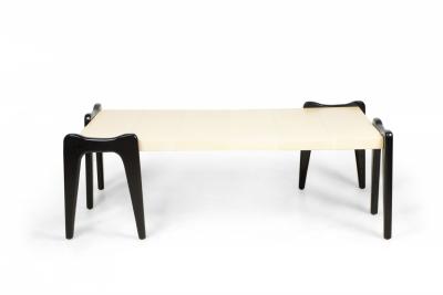 Ico Parisi Italian Mid Century Style Parchment Veneer Coffee Table manner of Ico Parisi 