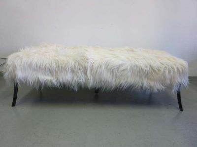 Ico Parisi Large Long Hair Italian Mid Century Modern Style Goatskin Bench Ico Parisi