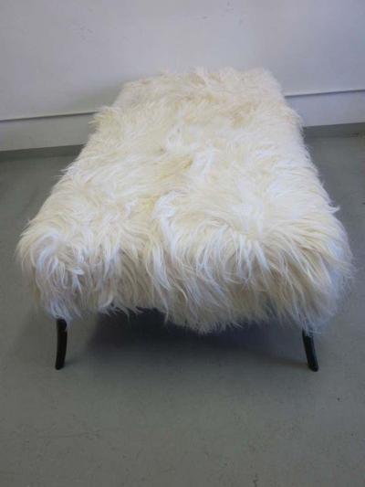 Ico Parisi Large Long Hair Italian Mid Century Modern Style Goatskin Bench Ico Parisi