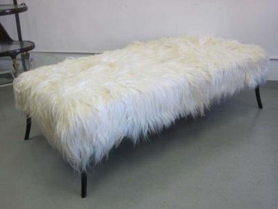 Ico Parisi Large Long Hair Italian Mid Century Modern Style Goatskin Bench Ico Parisi