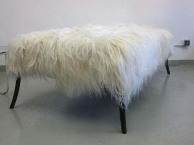 Ico Parisi Large Long Hair Italian Mid Century Modern Style Goatskin Bench Ico Parisi