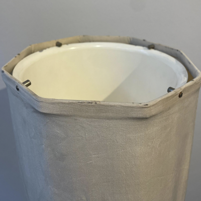 Ico Parisi Mid Century Antares Table Lamp by Ico Parisi Wood and Fabric 1950s