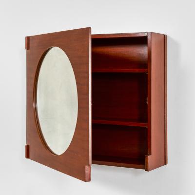 Ico Parisi Mirrored Cabinet in Wood Attributed to Ico Parisi with Shelves 50s