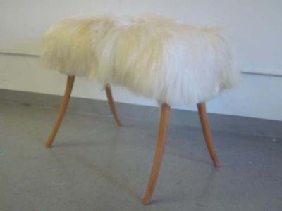 Ico Parisi Pair of Italian Long Hair Goatskin Benches