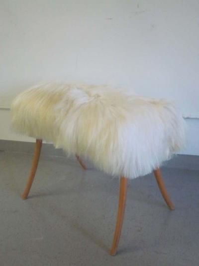 Ico Parisi Pair of Italian Long Hair Goatskin Benches