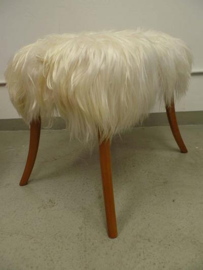 Ico Parisi Pair of Italian Long Hair Goatskin Benches