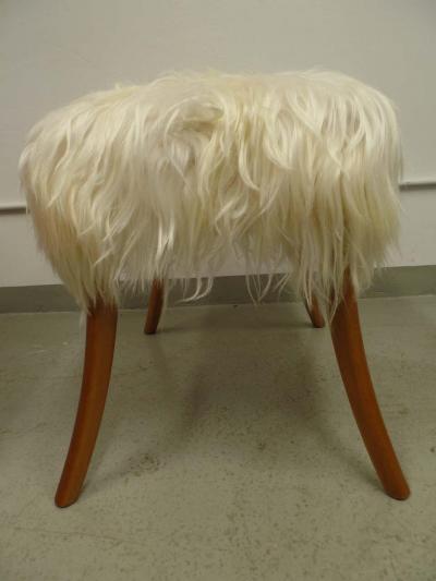 Ico Parisi Pair of Italian Long Hair Goatskin Benches