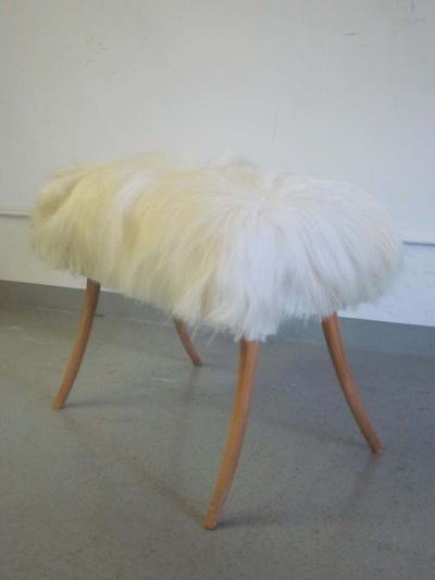 Ico Parisi Pair of Italian Long Hair Goatskin Benches