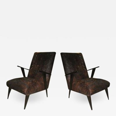 Ico Parisi Pair of Italian Mid Century Modern Lounge Chairs Attributed to Ico Parisi