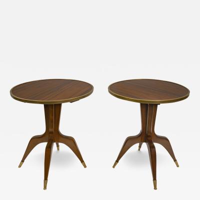 Ico Parisi Pair of Italian Sculptural End Tables with Rosewood Tops 1950s