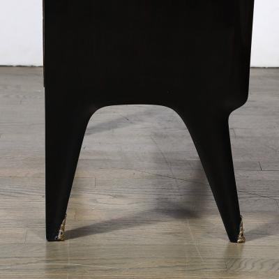 Ico Parisi Pair of Mid Century Ebonized Walnut Brass Sculptural Nightstands by Ico Parisi