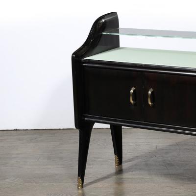 Ico Parisi Pair of Mid Century Ebonized Walnut Brass Sculptural Nightstands by Ico Parisi