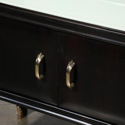 Ico Parisi Pair of Mid Century Ebonized Walnut Brass Sculptural Nightstands by Ico Parisi