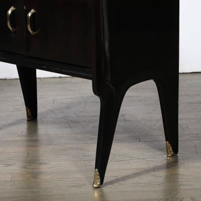 Ico Parisi Pair of Mid Century Ebonized Walnut Brass Sculptural Nightstands by Ico Parisi