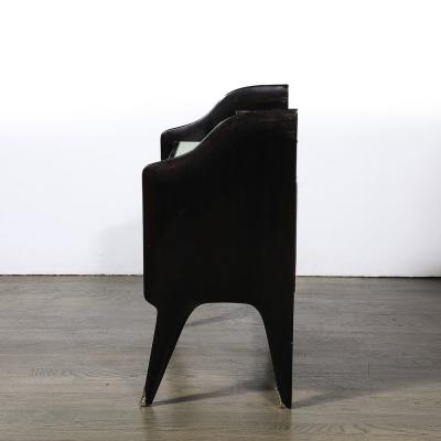 Ico Parisi Pair of Mid Century Ebonized Walnut Brass Sculptural Nightstands by Ico Parisi