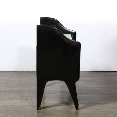 Ico Parisi Pair of Mid Century Ebonized Walnut Brass Sculptural Nightstands by Ico Parisi