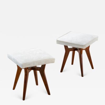 Ico Parisi Pair of Ottomans in the style of Ico Parisi in Wood and Fabric