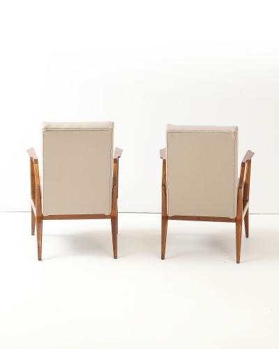 Ico Parisi Pair of Wool and Cherry Armchairs in the Manner of Ico Parisi Italy c 1950
