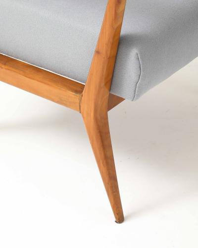 Ico Parisi Pair of Wool and Cherry Armchairs in the Manner of Ico Parisi Italy c 1950