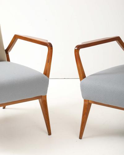 Ico Parisi Pair of Wool and Cherry Armchairs in the Manner of Ico Parisi Italy c 1950