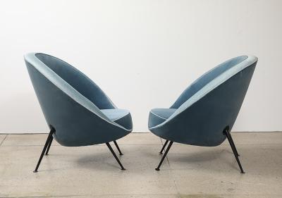 Ico Parisi Rare Pair of 813 Uovo Lounge Chairs by Ico Parisi